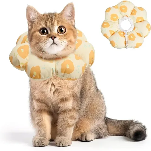 Miniatura 10 de ComSaf Collar de cono para gato, suave, protector ajustable para evitar lamer después de la cirugía, cómodo y ligero collar isabelino para gatito