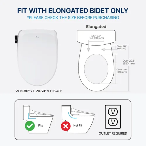 Miniatura 5 de Inus R32 - Asiento de inodoro eléctrico con calefacción y bidé alargado, agua caliente, asiento de inodoro de bidé con agua caliente de lujo