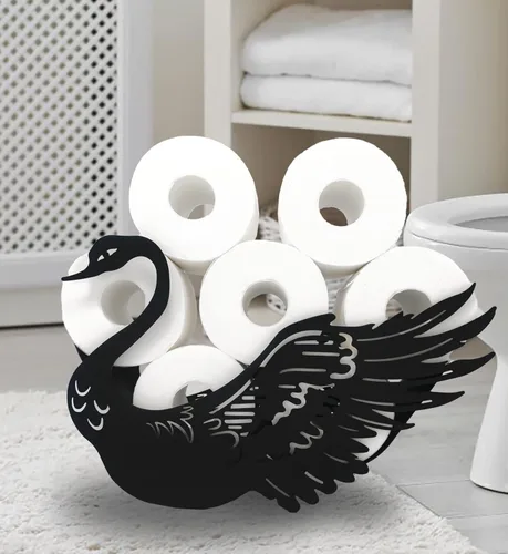 Miniatura 12 de Black Bear - Soporte de papel higiénico de metal, divertido soporte de papel de animales para baños, organizador independiente con capacidad para 8