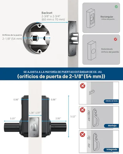 Miniatura 8 de HIDALIFE Cerradura de puerta de entrada sin llave con teclado y manija para puertas delanteras, cerradura de puerta electrónica con pantalla táctil