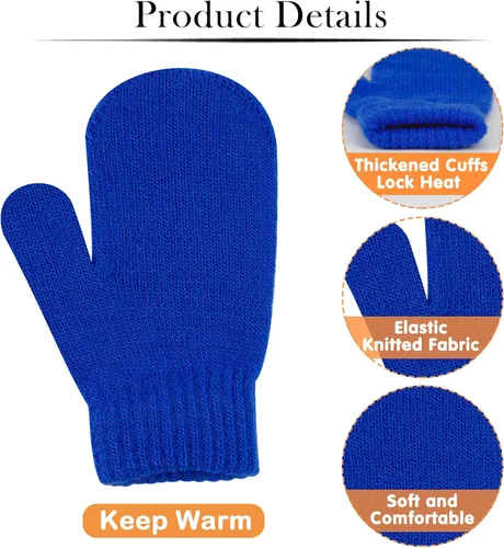 Miniatura 64 de ONESING 5 pares de guantes de invierno negros para bebés y niñas - Guantes cálidos para recién nacidos