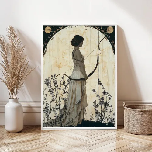 Miniatura 4 de BIGAOYS Lienzo de mitología griega vintage de caza, diosa Artemisa, arte de pared, diosa femenina, arte de pared, caza, diosa, hogar, dormitorio