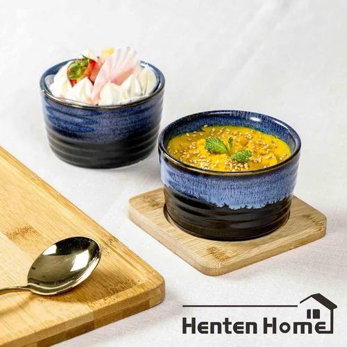 Miniatura 5 de Henten Home Juego de 6 moldes de cerámica de 8 onzas, moldes de porcelana para soufflé y crema Brulee, cuencos pequeños aptos para horno, esmalte