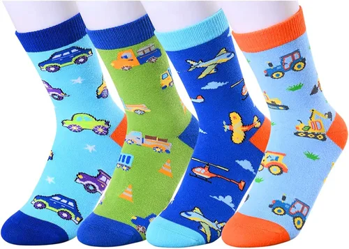 HAPPYPOP Calcetines a la pantorrilla para niños diseño de tiburón loco diseño espacial deportes animales comida
