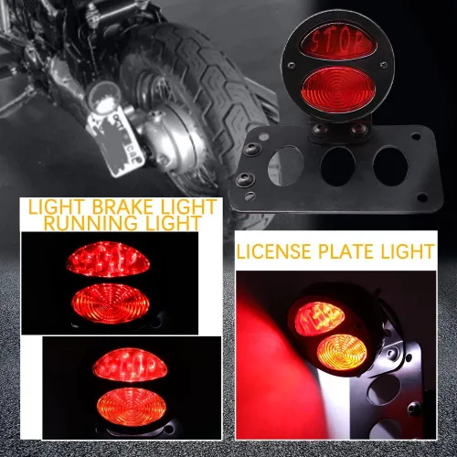 Miniatura 6 de Rich Choices Luces traseras de motocicleta con soporte lateral para placa de matrícula, luces de freno integradas, luz de parada impermeable