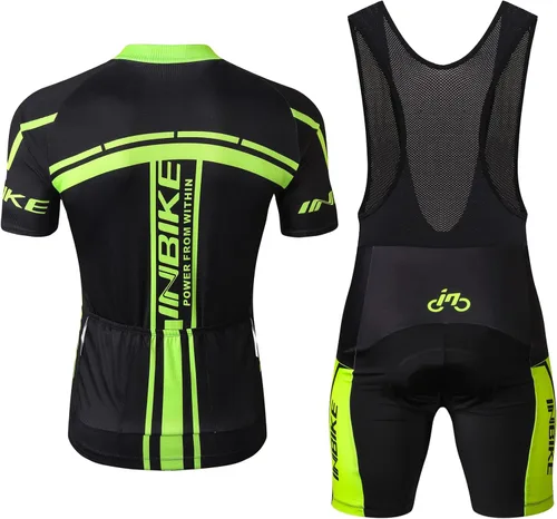 Miniatura 2 de INBIKE Conjunto de camiseta de ciclismo para hombre, reflectante, transpirable, traje de ciclismo de secado rápido, con pantalones cortos acolchados