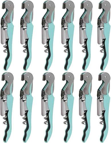 Miniatura 10 de RECUTMS 12 paquetes de sacacorchos de acero inoxidable plegable cerveza o abrebotellas cortador de papel de aluminio dentado, perfecto para bares
