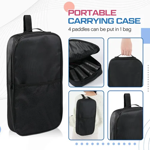 Miniatura 5 de Juego de 8 palas de paddleball de madera, raqueta ligera con agarre ergonómico y 2 bolsas de transporte para jugadores de todos los niveles, hombres