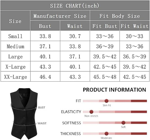 Miniatura 7 de Foucome Traje de vestir formal de negocios ajustado regular para mujer, chaleco con botones