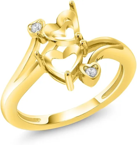 Miniatura 4 de Gem Stone King Anillo de compromiso de oro amarillo de 10 quilates personalizado y personalizado para construir tu propia piedra natal de 2 piedras