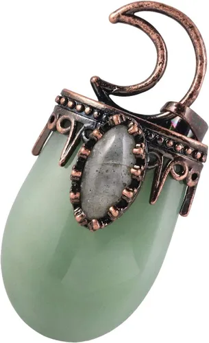 Miniatura 2 de Nupuyai Colgante de piedra de cristal curativo vintage para mujeres y hombres, collar único de luna ovalada, joyería de labradorita