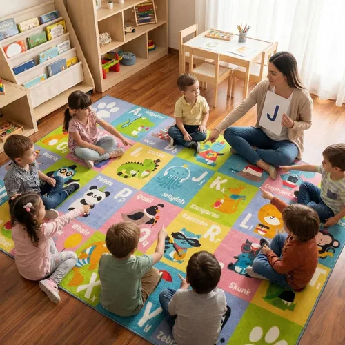 Miniatura 16 de KC CUBS, tapete para piso, área de aprendizaje educativo, juegos, ABC, alfabeto, animales, para niños y la recámara y sala de juegos de niños.