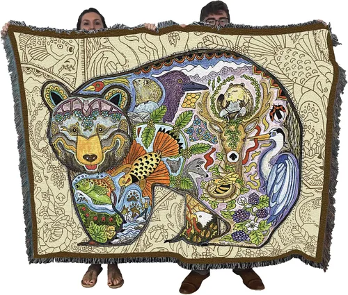 Miniatura 20 de Pure Country Weavers Sue Coccia - Manta de ovejas de cuerno grande, tótem de espíritus animales, manta de regalo tejida de algodón, fabricada