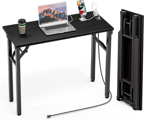 Miniatura 32 de TEMI Mesa de Computadora Pequeña Mesa Plegable - Escritorio de Oficina Plegable de 35.8", Sin Ensamblaje, Perfecto para Espacios Pequeños
