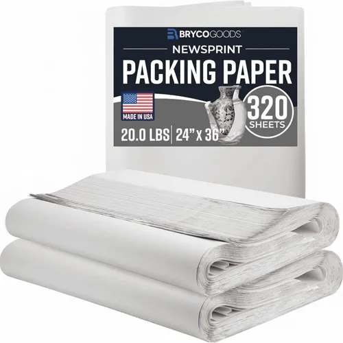 Bryco Goods Hojas de papel de embalaje de papel de periódico de 24 x 36 pulgadas para mudanzas, 320 hojas, 20 libras, fabricadas en Estados Unidos,