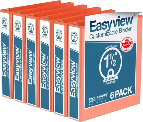 Miniatura 58 de Easyview - Carpetas prémium de 3 anillas con cubiertas transparentes y anillos redondos, carpetas para la escuela u oficina, 1 pulgada, paquete