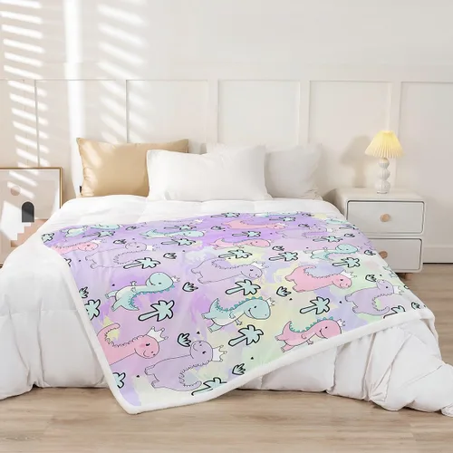 Miniatura 2 de Erosebridal Manta de dinosaurio, manta Kawaii de dinosaurio para niños y niñas, decoración de habitación de regalo, manta Sherpa de animales lindos