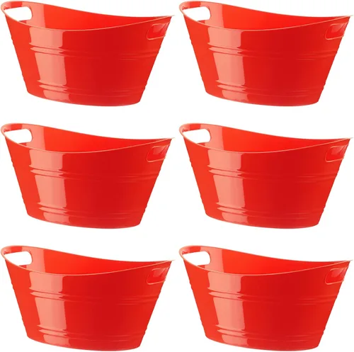 Miniatura 10 de Patelai 6 Piezas Cubetas de Hielo Pack, Cubetas de Hielo de Plástico con Asas, Tina de Almacenamiento Ovalada, Recipiente de Bebidas de Gran