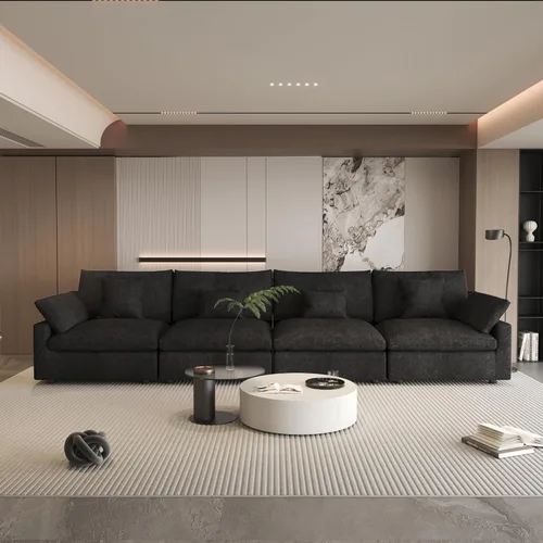 Miniatura 24 de WJShome Sofá Seccional Cloud Couch de 83 pulgadas para sala de estar, sofá seccional modular relleno de plumón, sofás en forma de L con otomana