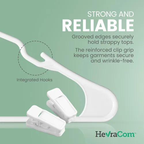 Miniatura 5 de Perchas para ropa resistentes y antideslizantes, paquete de 50 perchas con 10 clips, ahorro de espacio para abrigos y pantalones con clips, colgador