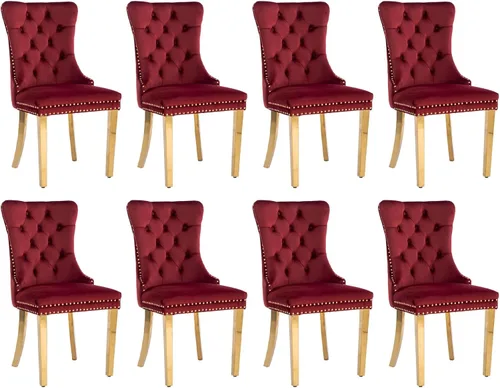 Miniatura 22 de SoarFlash Juego de 2 sillas de comedor de tela de lino, sillas de comedor tapizadas con ribete de cabeza de clavo y patas de madera de color claro