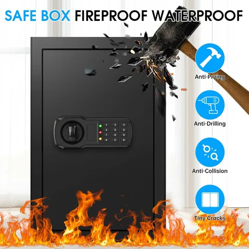 Miniatura 2 de Cajas fuertes grandes de 3.4 pies cúbicos para el hogar, caja de seguridad digital para el hogar resistente al fuego e impermeable con teclado