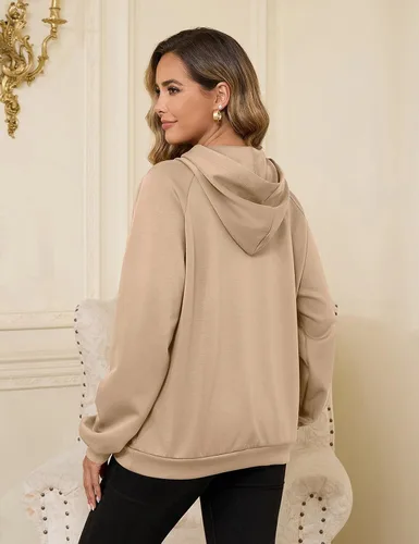 Miniatura 3 de Bhome Sudadera de lactancia con capucha para lactancia materna con cremalleras ocultas, bolsillo de canguro