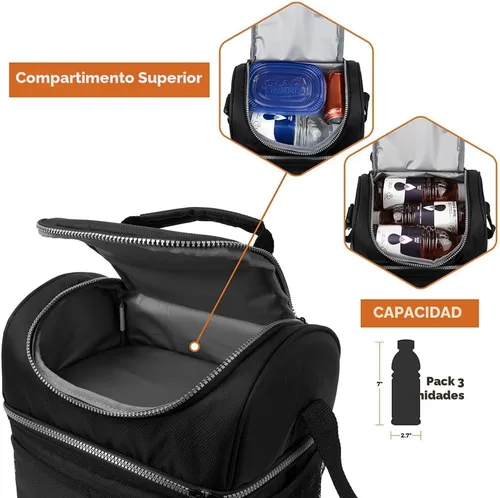 Miniatura 8 de OPUX Lonchera para hombres y mujeres, bolsa de almuerzo grande aislada para trabajo de adultos, lonchera de dos pisos para preparación de comidas