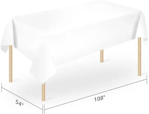 Miniatura 2 de POSATE Mantel de plástico para fiestas, mantel desechable de 54 x 108 pulgadas, paquete de 6, rectangular blanco
