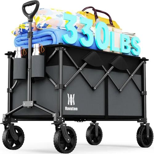 Miniatura 9 de Navatiee - Carro plegable con capacidad de 140L, carrito plegable de gran capacidad con ruedas silenciosas todo terreno, carrito de compras Negro