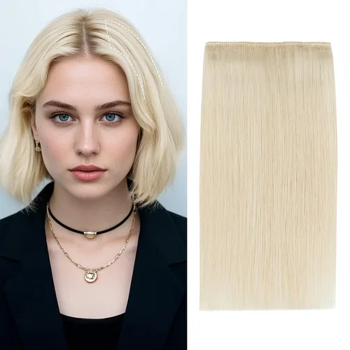 Miniatura 19 de S-noilite Extensiones de cabello corto con broches, 100% cabello humano real, 2 clips, extensiones con clip para mujeres con cabello delgado, añade