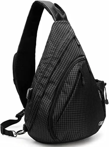 Miniatura 12 de TurnWay - Bolsa bandolera impermeable, bolsa cruzada, bolsa al hombro, con puerto de carga USB para viajes, senderismo, ciclismo, campamento Gris