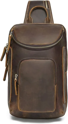 Miniatura 2 de LANNSYNE Bolso bandolera de cuero de grano completo vintage