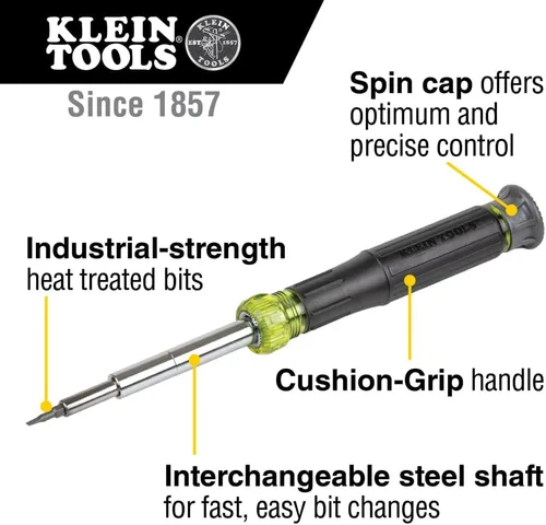 Miniatura 2 de Klein Tools 32314 Destornillador electrónico, 14 en 1 con 8 puntas de precisión, ranurado, Phillips y brocas TORX a prueba de manipulación, 6 llaves