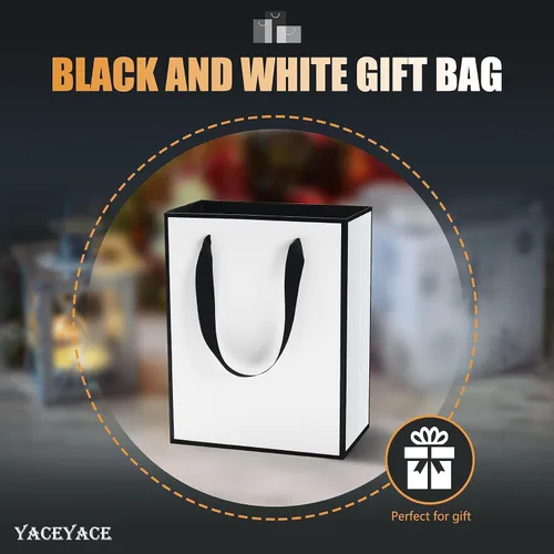 Miniatura 2 de Bolsas de regalo de tamaño mediano, venta al por menor, mercancía Blanco Negro