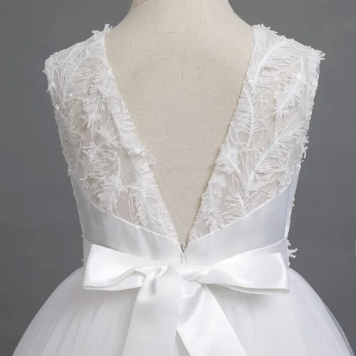 Miniatura 5 de IDOPIP Vestidos blancos de primera comunión para niñas, vestido largo de tul para boda, dama de honor, concurso, cumpleaños, bautizo, fiesta