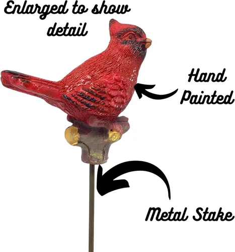 Miniatura 4 de Cardinal Yard and Garden Stakes - Juego de 6 estacas decorativas para plantas y patio, cardenales en palos de metal, decoración para exteriores, 10