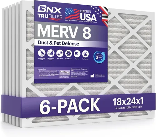 Miniatura 19 de BNX TruFilter - Filtro de aire MERV 8 de 16 x 25 x 1 pulgadas (paquete de 12) – Fabricado en Estados Unidos – Protección contra el polvo