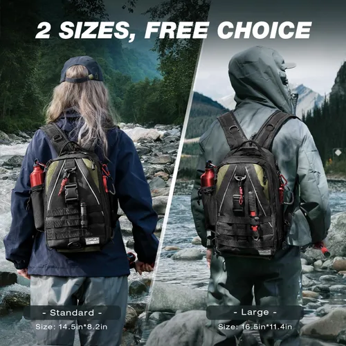 Miniatura 6 de Mochila de Pesca Ghosthorn con Bolsa de Aparejos y Bandolera - Mochila con Soporte para Caña - Caja de Aparejos Ligera para Regalos de Pesca