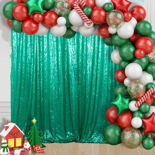 Miniatura 51 de ShinyBeauty Cortinas de lentejuelas 2 paneles 2 pies x 8 pies verde iridescente, telón de fondo para fotomatón, fondo para graduaciones, baby