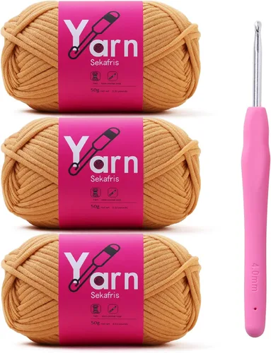 Miniatura 45 de Hilo de Crochet con Hilo de Algodón para Crochet – Hilos de Crochet Tejido para Principiantes con Puntadas Fáciles de Ver – Hilo para Crochet