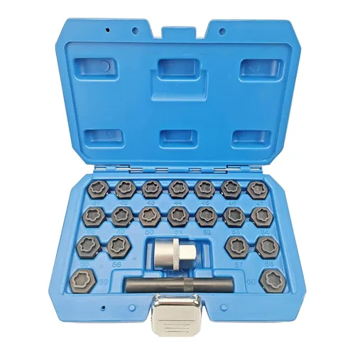 Miniatura 10 de Kit de llave de tuerca de bloqueo de rueda de 21 piezas compatible con la serie BMW, juego de adaptadores de tuercas de bloqueo de rueda