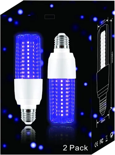 Miniatura 7 de Kapata Bombilla LED UV negra de 15 W, ahorro de energía, luces negras UV, nivel UVA 395-400 nm, brilla en la oscuridad, equivalente a luz