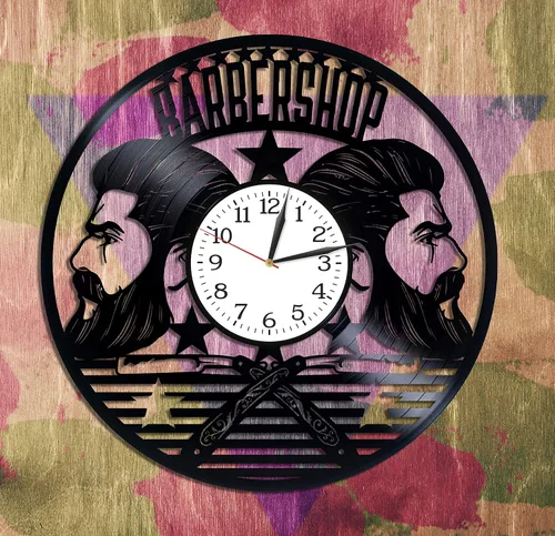 Miniatura 2 de Barbershop Wall Art Regalo de cumpleaños para hombre Lp vinilo retro reloj de pared exclusivo regalo de barbería idea de regalo de Navidad para él