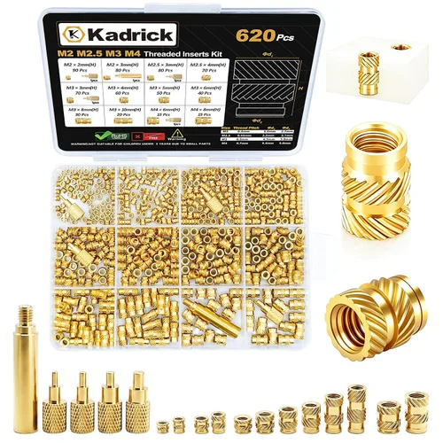 Miniatura 20 de 300 piezas de inserciones roscadas M2 M2.5 para plástico con puntas de ajuste térmico, kit de inserciones de ajuste térmico M2 y M2.5, inserciones