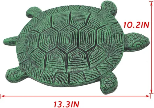 Miniatura 3 de MDLUU Piedra escalonada de tortuga, losa de hierro fundido, piedra decorativa de tortuga para pasarela de jardín, cama de flores (bronce)