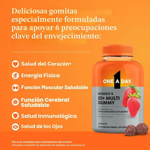 Miniatura 3 de One A Day Multivitamínico para mujeres de 50 años o más, gomitas multivitamínicas para mujeres 50 plus para apoyo inmunológico, salud ocular
