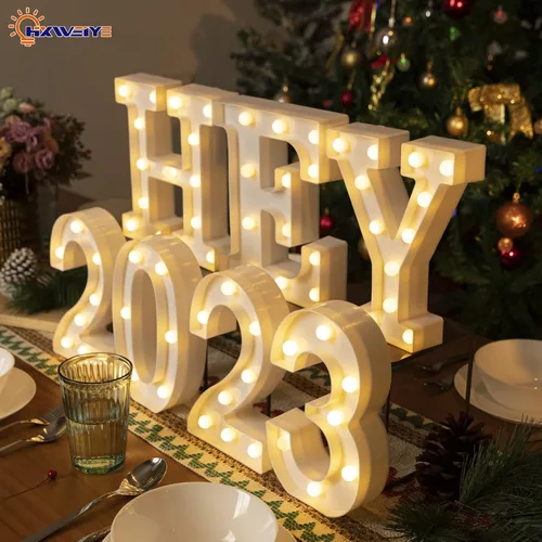 Miniatura 5 de HXWEIYE - Número luminoso 0 con luces LED, diseño de marquesina con 26 letras del alfabeto y 10 números, funciona con baterías, luz cálida blanca