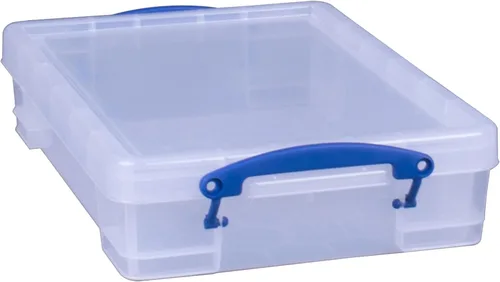 Miniatura 9 de Really Useful Box Contenedor apilable de plástico de 4 litros con tapa a presión y asas de bloqueo de clip integradas para organización del hogar