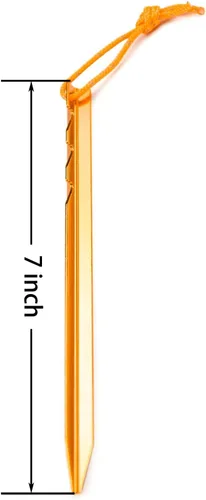 Miniatura 2 de Juego de 12 estacas de aleación de aluminio con cuerdas reflectantes, estacas de metal ligeras para acampar tiendas de campaña, hamacas Naranja
